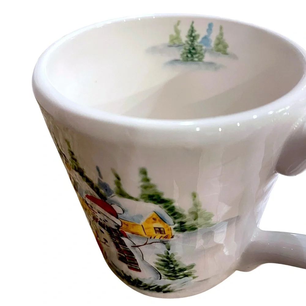 Vintage Extra-large 20 fl. oz. Maxcera Snowmen at Snowy Village Cabin Scene Mug - Picture 9 of 13